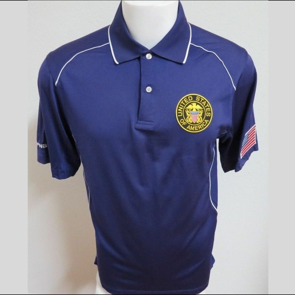 Sz M Purple Ping Usa Mens Polyester #EE Golf Polo